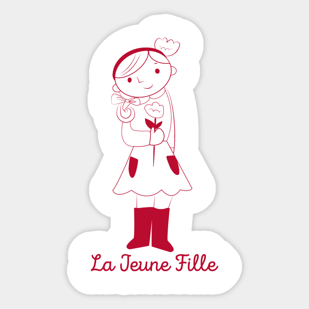 French Girl, La Jeune Fille Sticker by BeanstalkPrints